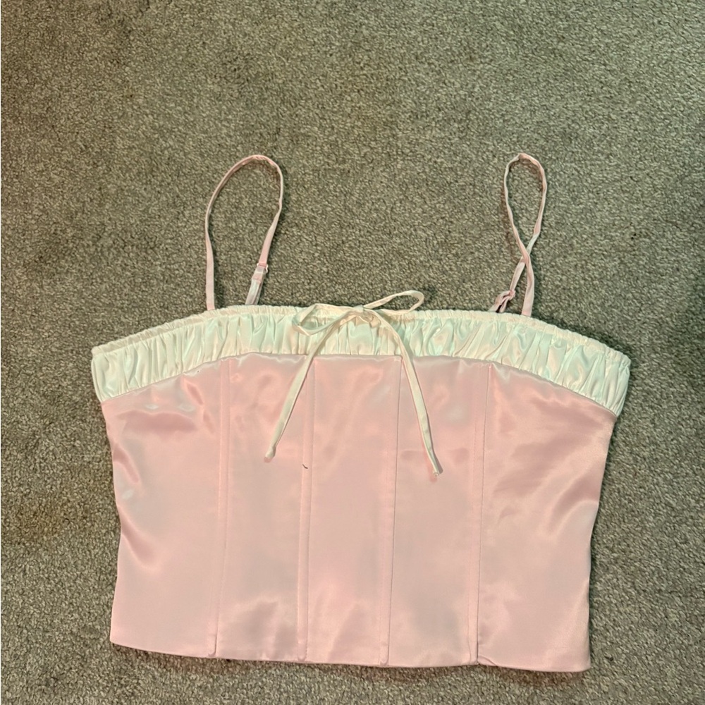 Chic Pink Satin Corset Top